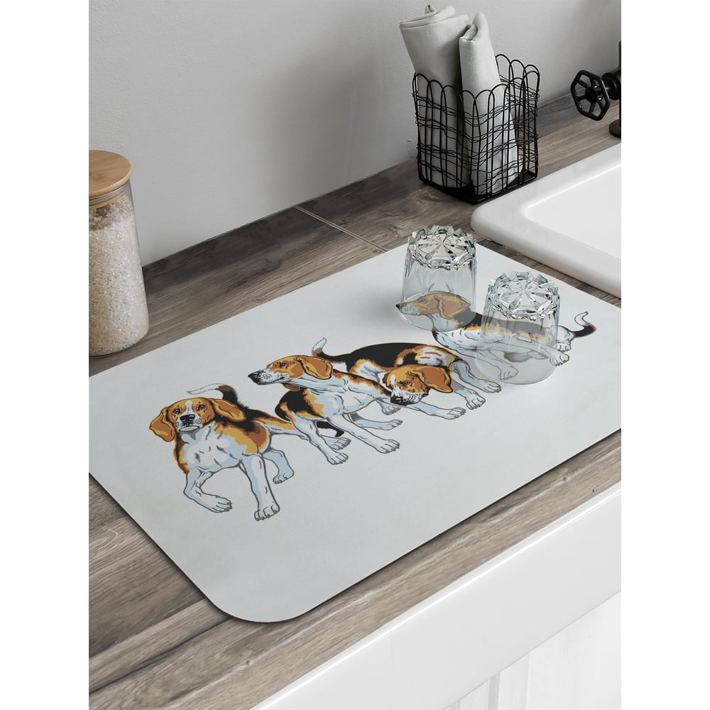 Изображение товара Коврик для сушки посуды JoyArty Бигль 58x38 см прямоугольный стильный