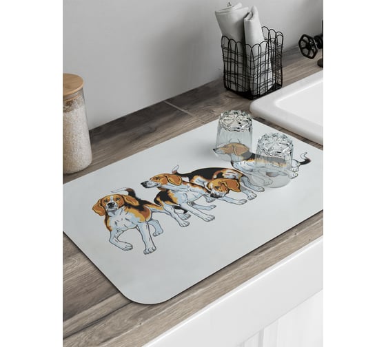 Изображение товара Коврик для сушки посуды JoyArty прямоугольный Собаки породы Бигль58x38 см sbmrec_58205_58x38