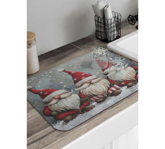Изображение товара Коврик для сушки посуды JoyArty прямоугольный Снежные гномы 58x38 см sbmrec_sd3992_58x38