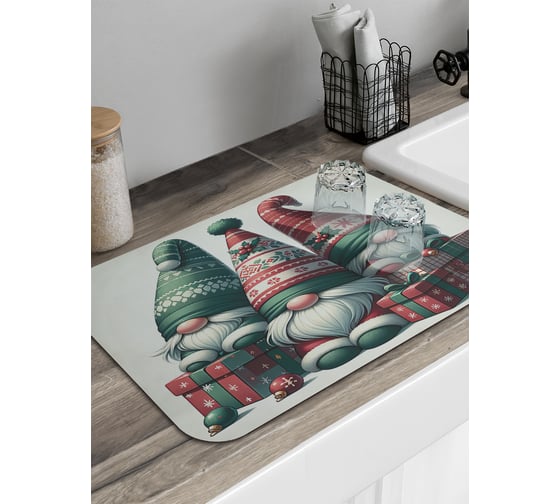 Изображение товара Коврик для сушки посуды JoyArty прямоугольный Три гнома 58x38 см sbmrec_sd3870_58x38