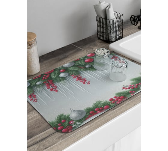 Изображение товара Коврик для сушки посуды JoyArty прямоугольный Сосульки в ели 58x38 см sbmrec_sd3953_58x38