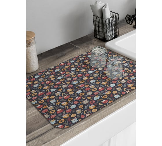 Изображение товара Коврик для сушки посуды JoyArty прямоугольный Угощения в рождество 58x38 см sbmrec_427911_58x38