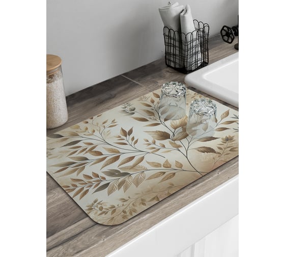 Изображение товара Коврик для сушки посуды JoyArty прямоугольный Узор веточками 58x38 см sbmrec_sd3579_58x38