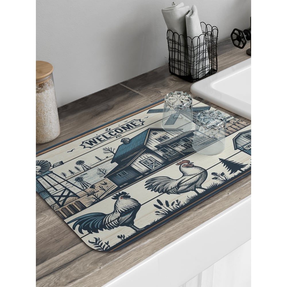 Изображение товара Коврик для сушки посуды JoyArty прямоугольный Ферма 58x38 см sbmrec_sd3539_58x38