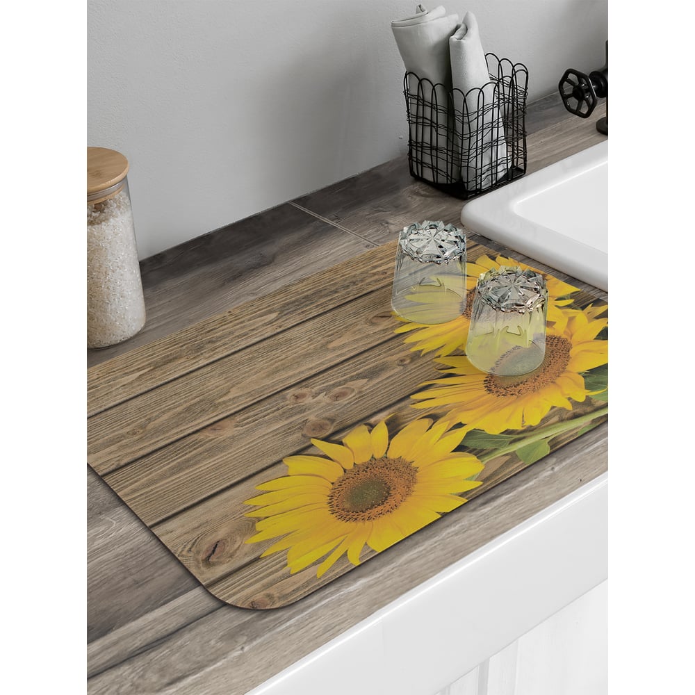 Изображение товара Коврик для сушки посуды JoyArty 58x38 см с цветами подсолнуха