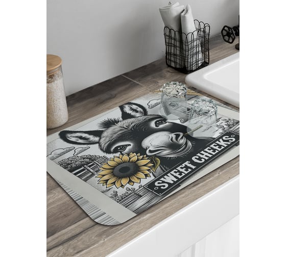 Изображение товара Коврик для сушки посуды JoyArty прямоугольный Фото ослика 58x38 см sbmrec_sd3583_58x38