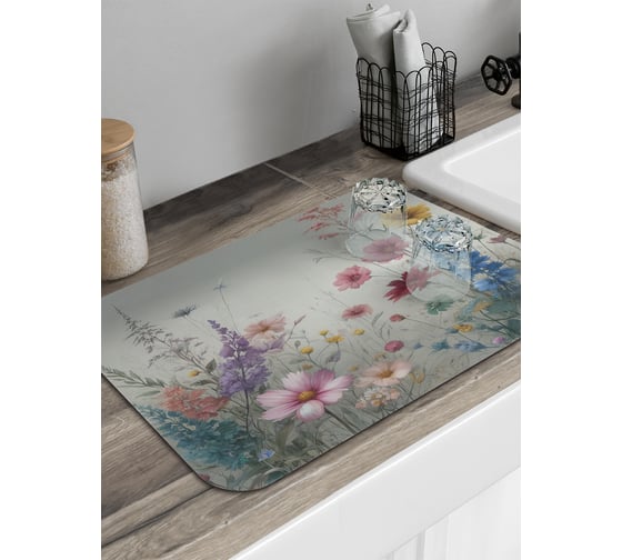 Изображение товара Коврик для сушки посуды JoyArty прямоугольный Цветы в тумане 58x38 см sbmrec_sd3479_58x38