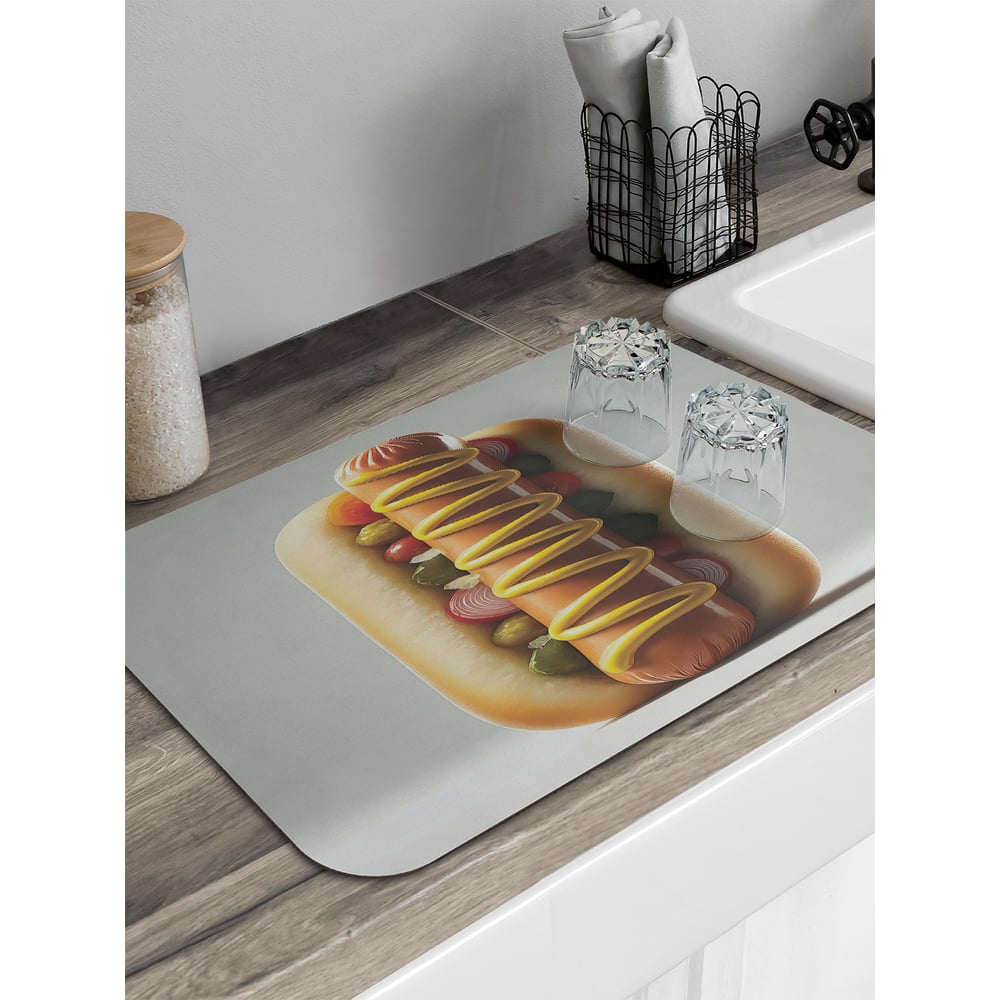 Изображение товара Коврик для сушки посуды JoyArty 58x38 см прямоугольный Хот-дог