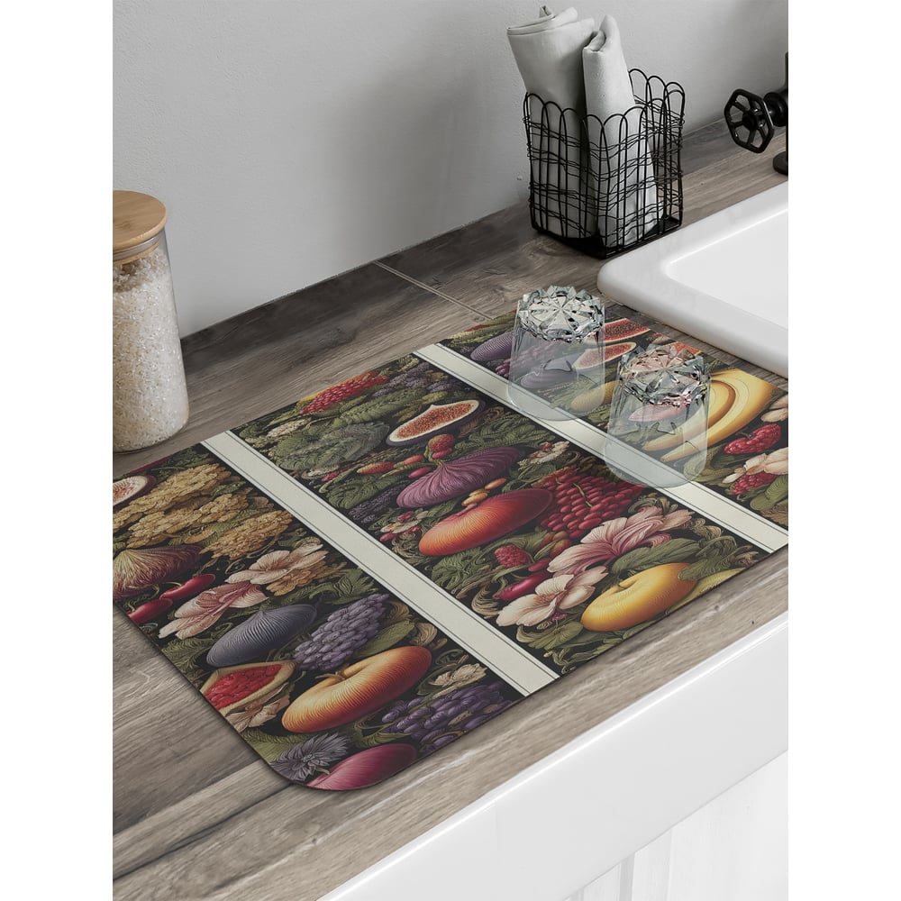 Изображение товара Коврик для сушки посуды JoyArty прямоугольный Фруктовый пир 58x38 см