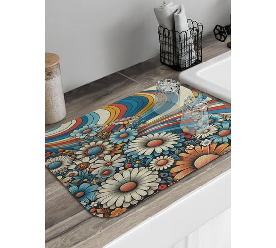 Изображение товара Коврик для сушки посуды JoyArty Нарисовал ромашки 58x38 см sbmrec_sd3532_58x38