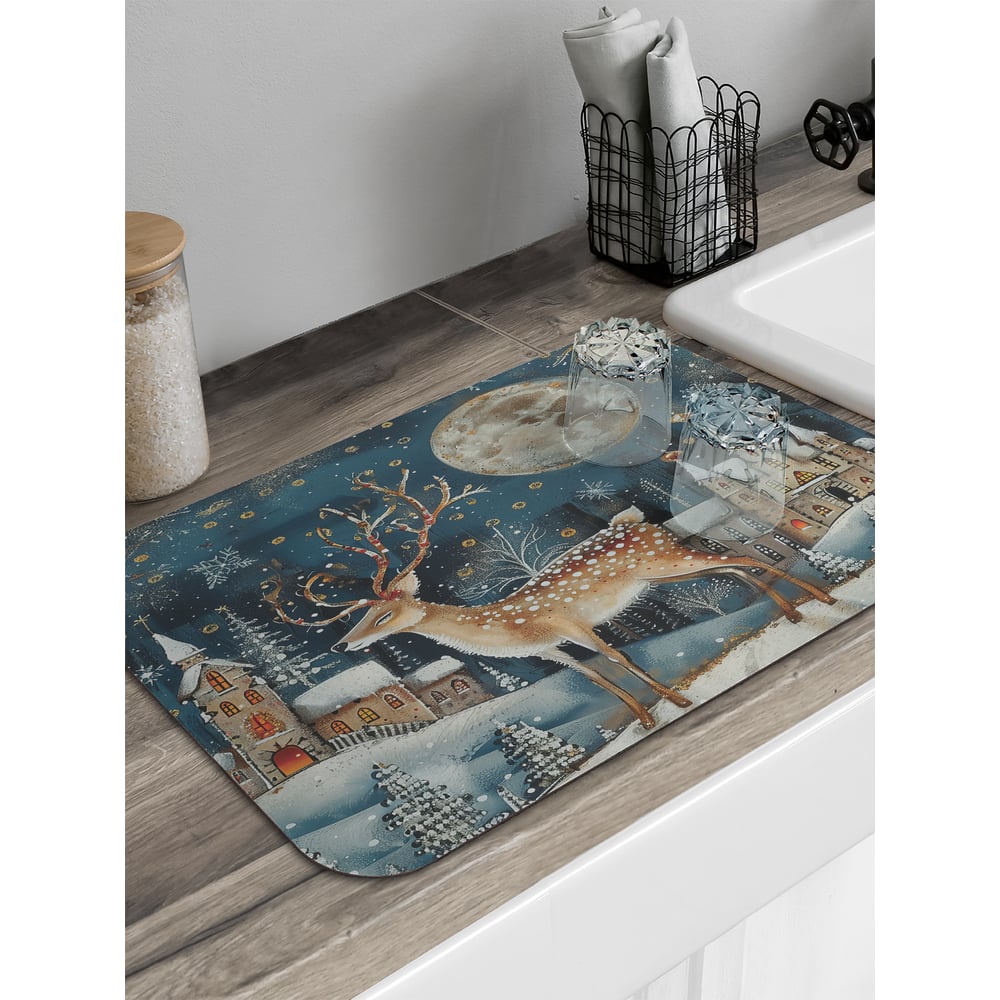 Изображение товара Коврик для сушки посуды JoyArty Олень под луной 58x38 см