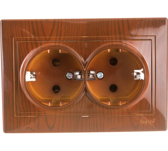 Изображение товара Розетка Lezard Мира х2 с заземлением, сосна 701-0801-127