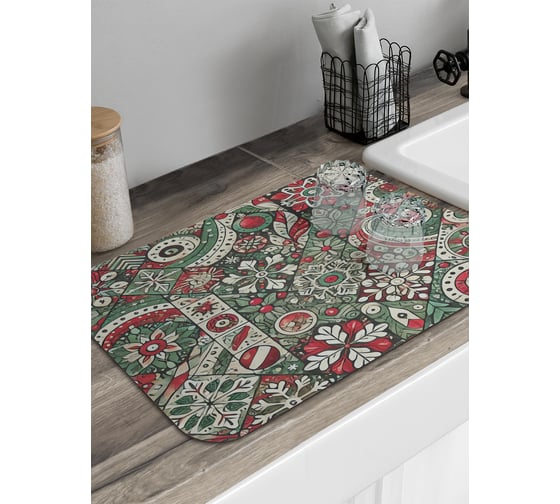 Изображение товара Коврик для сушки посуды JoyArty Орнамент на плитке 58x38 см sbmrec_sd3972_58x38
