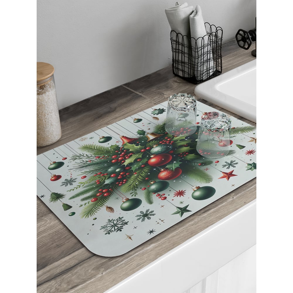 Изображение товара Коврик для сушки посуды JoyArty Новогодние чудеса 58x38 см