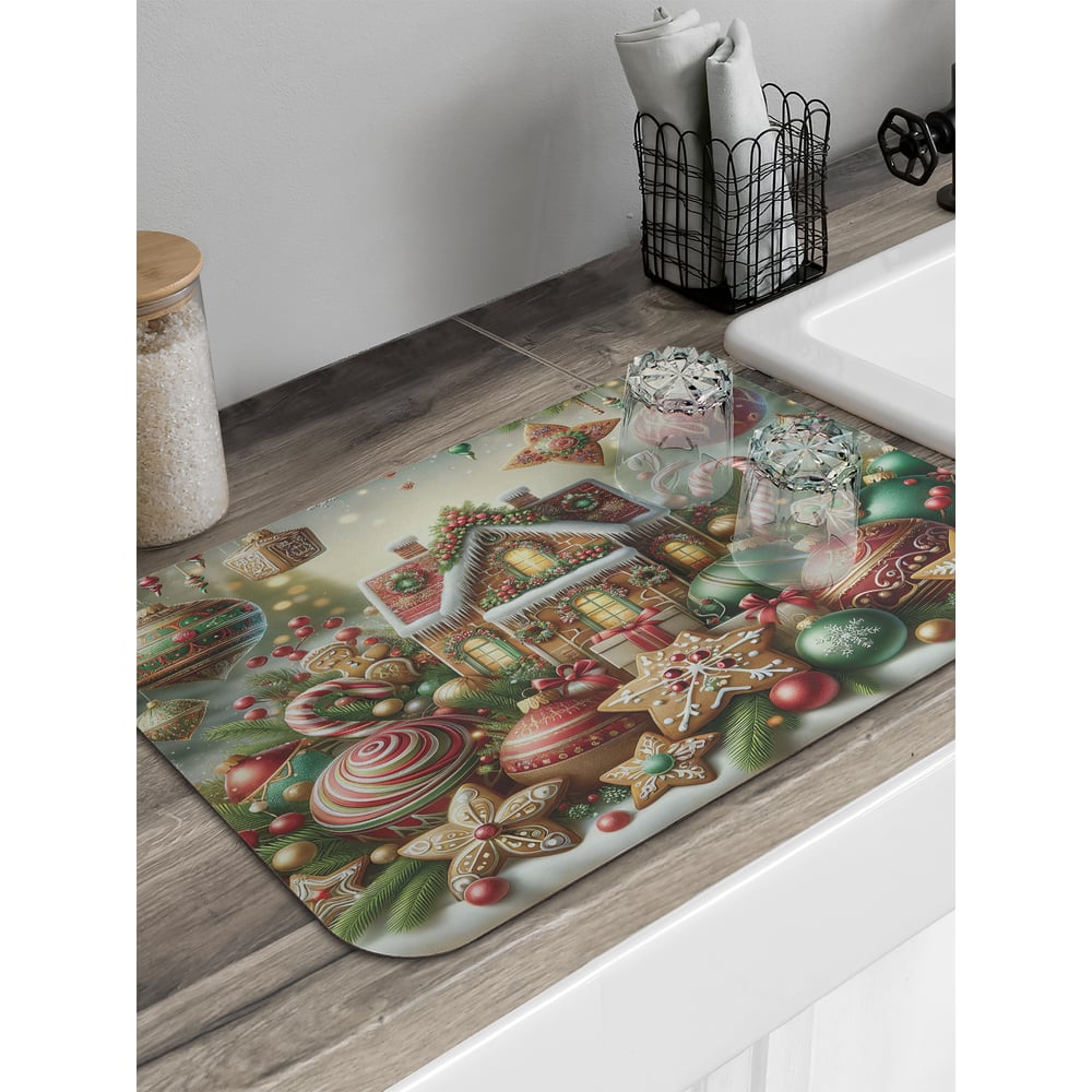Изображение товара Коврик для сушки посуды JoyArty Праздничный дом 58x38 см