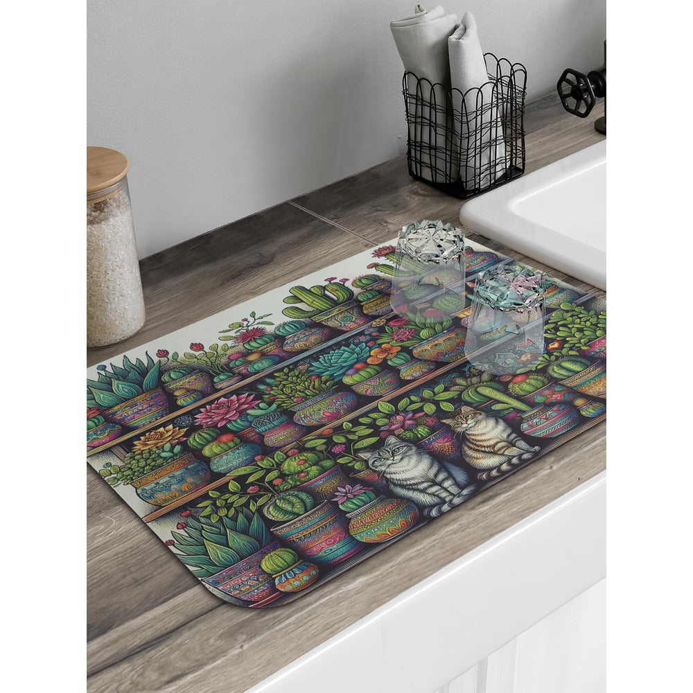 Изображение товара Коврик для сушки посуды JoyArty 58x38 см с цветами