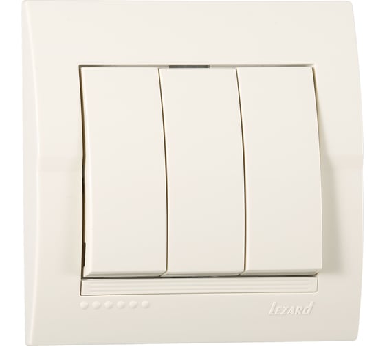 Изображение товара Выключатель Lezard DERIY  х3 ПБТ крем 702-0303-109