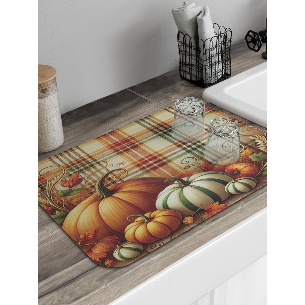 Изображение товара Коврик для сушки посуды JoyArty Шотландская тыква 58x38 см