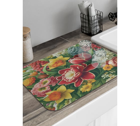 Изображение товара Коврик для сушки посуды JoyArty Цветочный букет 58x38 см sbmrec_sd3558_58x38