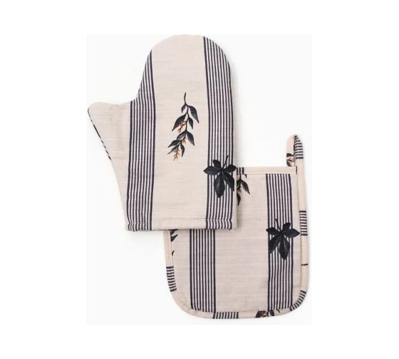 Изображение товара Набор варежка-прихватка Этель, прихватка Leaves 100% хлопок, репс 220 г/кв.м 10283397