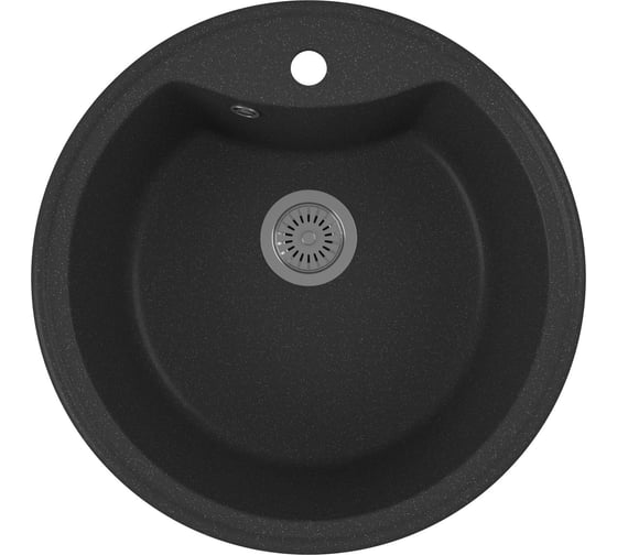 Изображение товара Мойка для кухни Bauedge BAU Dream Black stone D 51, выпуск с сифоном в комплекте, черный камень GR0107