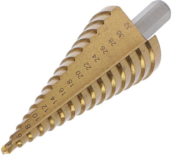 Изображение товара Сверло ступенчатое (4-32 мм; HSS TiN; трехгранный хвостовик) TUNDRA 4606767