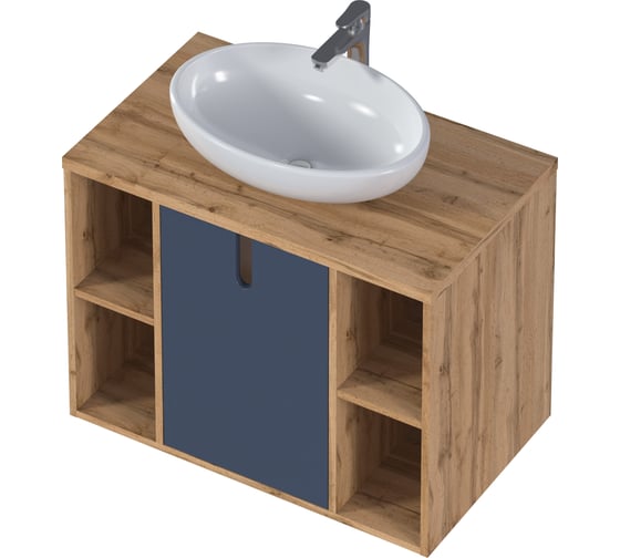 Изображение товара Тумба под раковину в ванную 1Marka Uta 80 см, подвесная, Шарли синий Ц0000031349