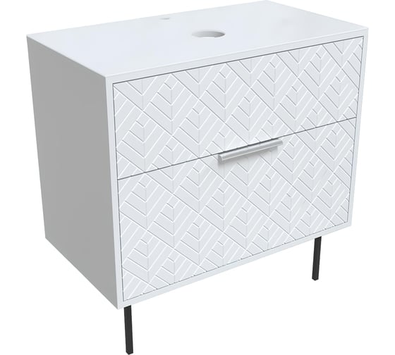 Изображение товара Тумба под раковину в ванную 1Marka Forest 80 см, напольная, 2 ящика, белая Ц0000008654