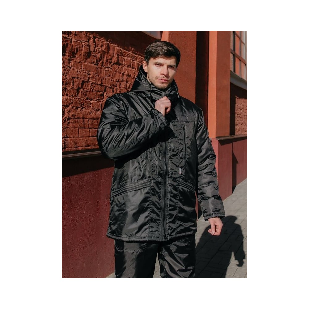 Изображение товара Мужская утепленная куртка Альбатрос NEW черная с капюшоном синтепон