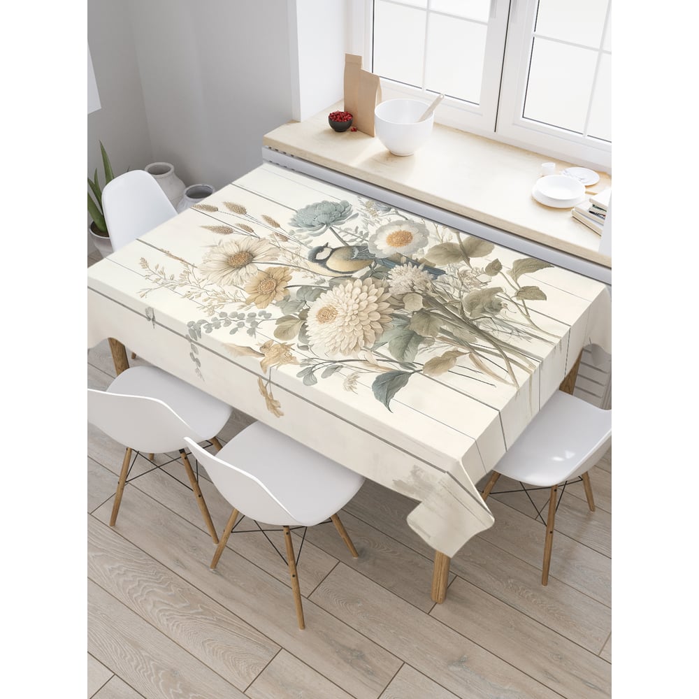 Изображение товара Прямоугольная тканевая скатерть JoyArty Полевой букет 120x145 см