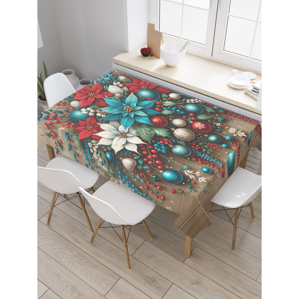 Изображение товара Прямоугольная тканевая скатерть JoyArty 120х145 см Листья Для Нового года