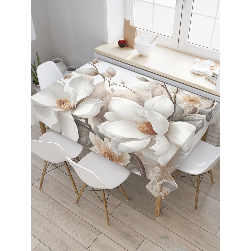 Изображение товара Прямоугольная тканевая скатерть JoyArty с рисунком Магнолия 120x145 см