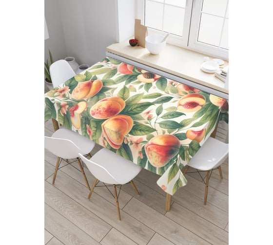 Изображение товара Прямоугольная тканевая скатерть на стол JoyArty с рисунком "Персиковое дерево", 120 на 145 см, tc_sd3443_120x145