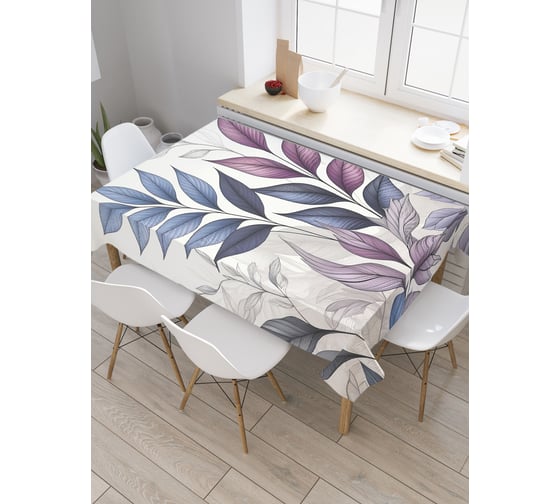 Изображение товара Прямоугольная тканевая скатерть на стол JoyArty с рисунком "Листья бледные", 120 на 145 см, tc_sd3505_120x145