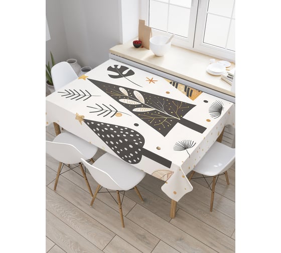 Изображение товара Прямоугольная тканевая скатерть на стол JoyArty с рисунком "Стройные елочки", 120 на 145 см, серия Новый год и Рождество tc_sd4006_120x145