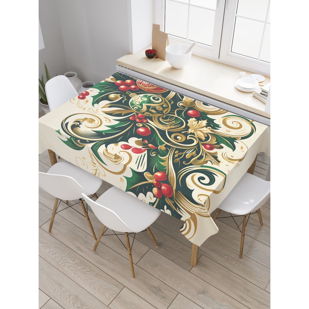 Изображение товара Прямоугольная тканевая скатерть JoyArty Нарядные игрушки 120х145 см