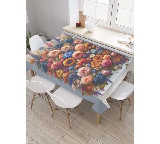 Изображение товара Прямоугольная тканевая скатерть на стол JoyArty с рисунком "Цветочные мотивы", 120 на 145 см, tc_sd3421_120x145