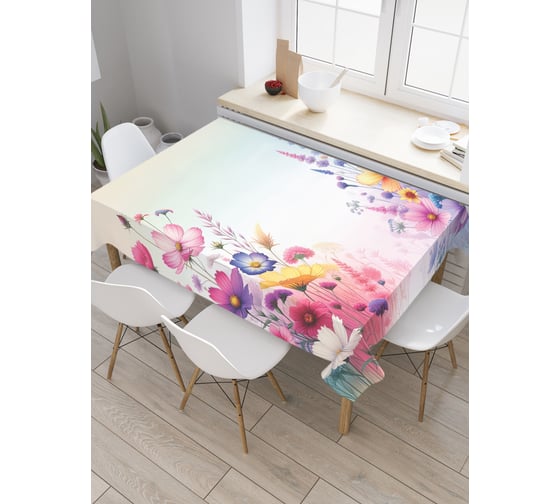 Изображение товара Прямоугольная тканевая скатерть на стол JoyArty с рисунком "Луговые цветы", 145 на 180 см, tc_sd3461_180x145