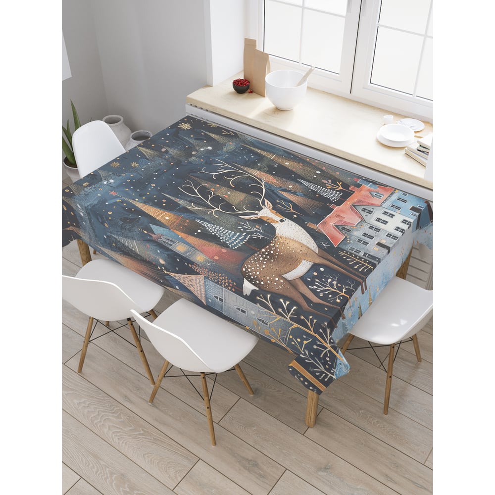 Изображение товара Прямоугольная тканевая скатерть JoyArty Заблудившись ночью 120x145 см для новогоднего праздника