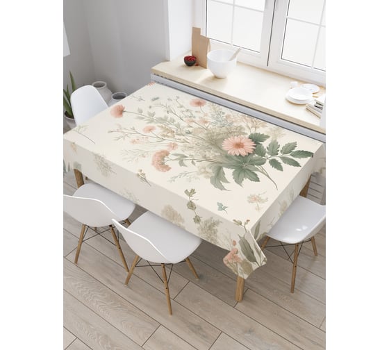 Изображение товара Прямоугольная тканевая скатерть на стол JoyArty с рисунком "Цветочки нежные", 145 на 180 см, tc_sd3551_180x145