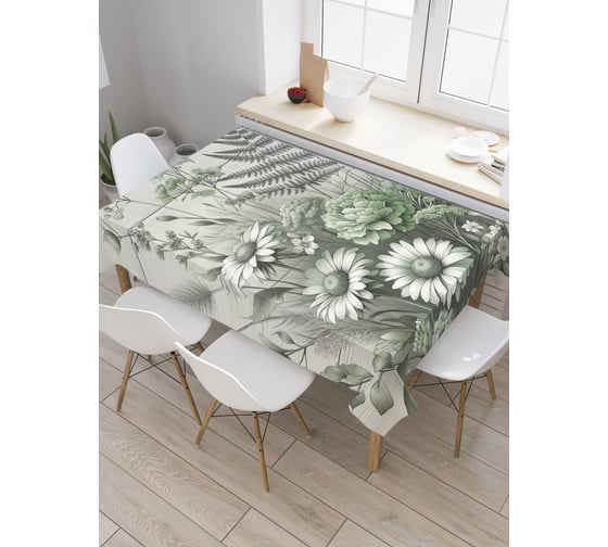 Изображение товара Прямоугольная тканевая скатерть на стол JoyArty с рисунком "Зеленая композиция", 120 на 145 см, tc_sd3489_120x145