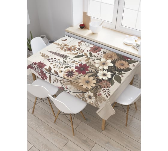 Изображение товара Прямоугольная тканевая скатерть на стол JoyArty с рисунком "Бабочки на лугу", 145 на 180 см, tc_sd3574_180x145