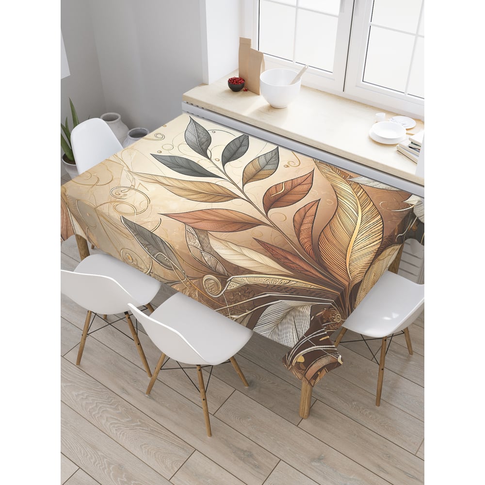 Изображение товара Прямоугольная тканевая скатерть JoyArty 120x145 см с рисунком листьев