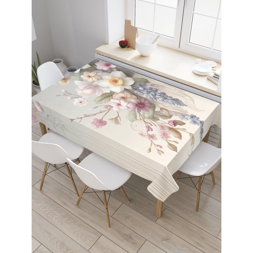 Изображение товара Прямоугольная тканевая скатерть JoyArty 120x145 см цветы сатен