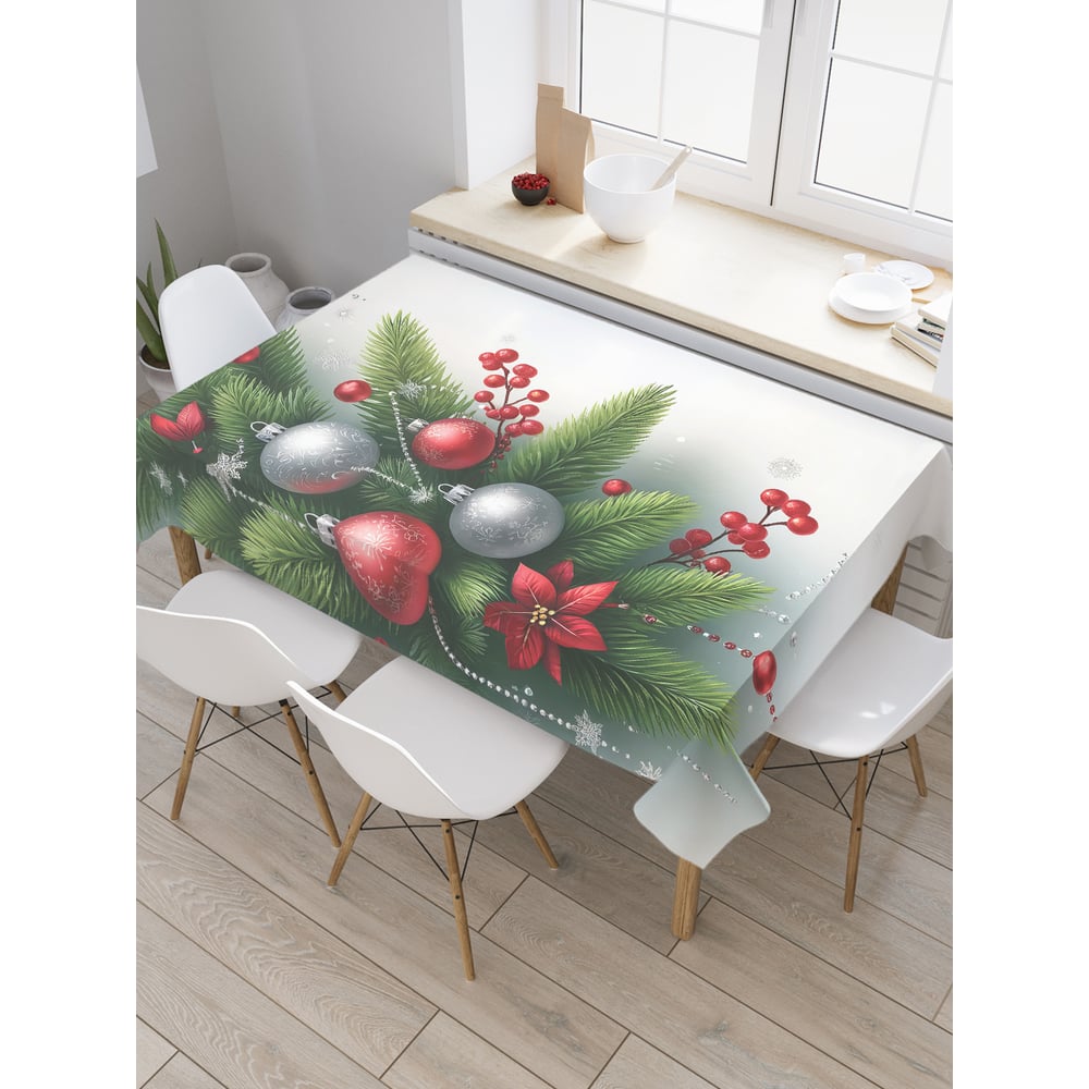 Изображение товара Прямоугольная тканевая скатерть JoyArty на стол 120x145 см Новогодний дизайн