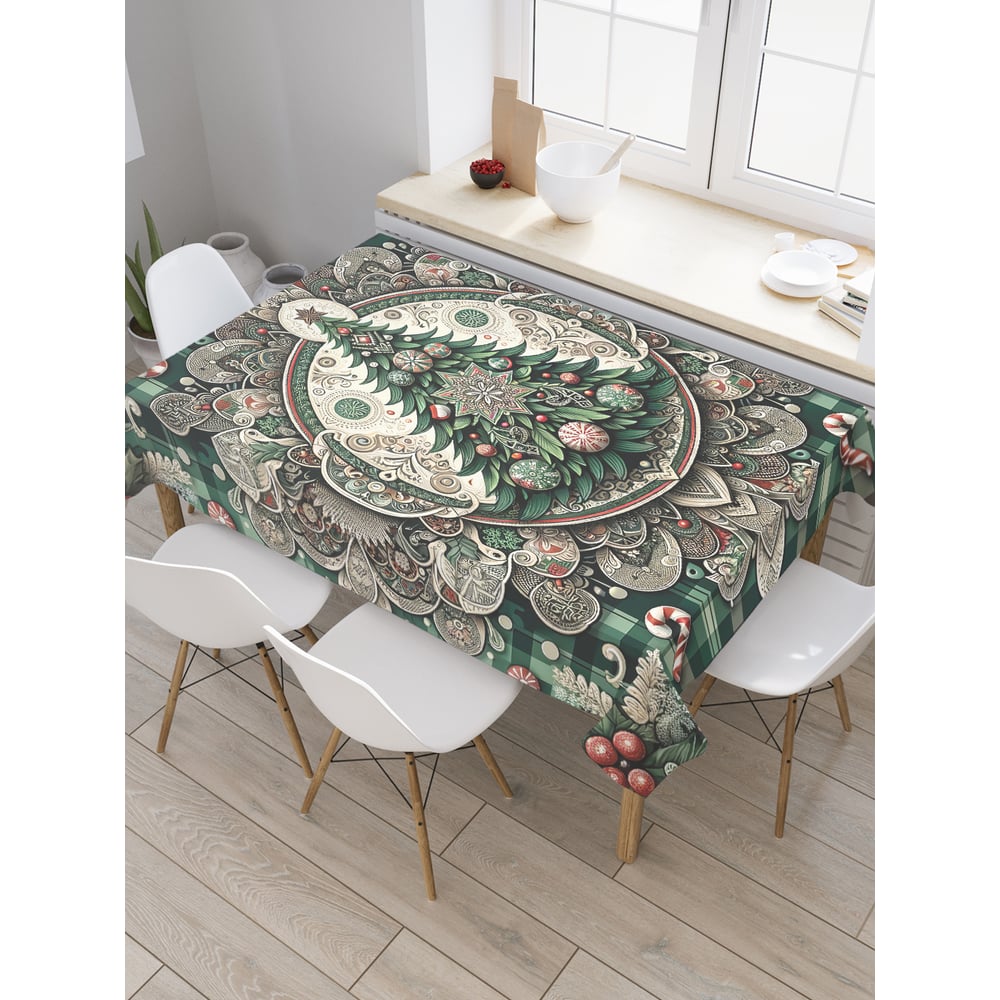 Изображение товара Прямоугольная тканевая скатерть JoyArty на стол с рисунком Елочка 145x180 см