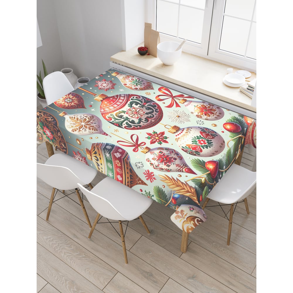 Изображение товара Прямоугольная тканевая скатерть JoyArty с рисунком Новый год 145x180 см