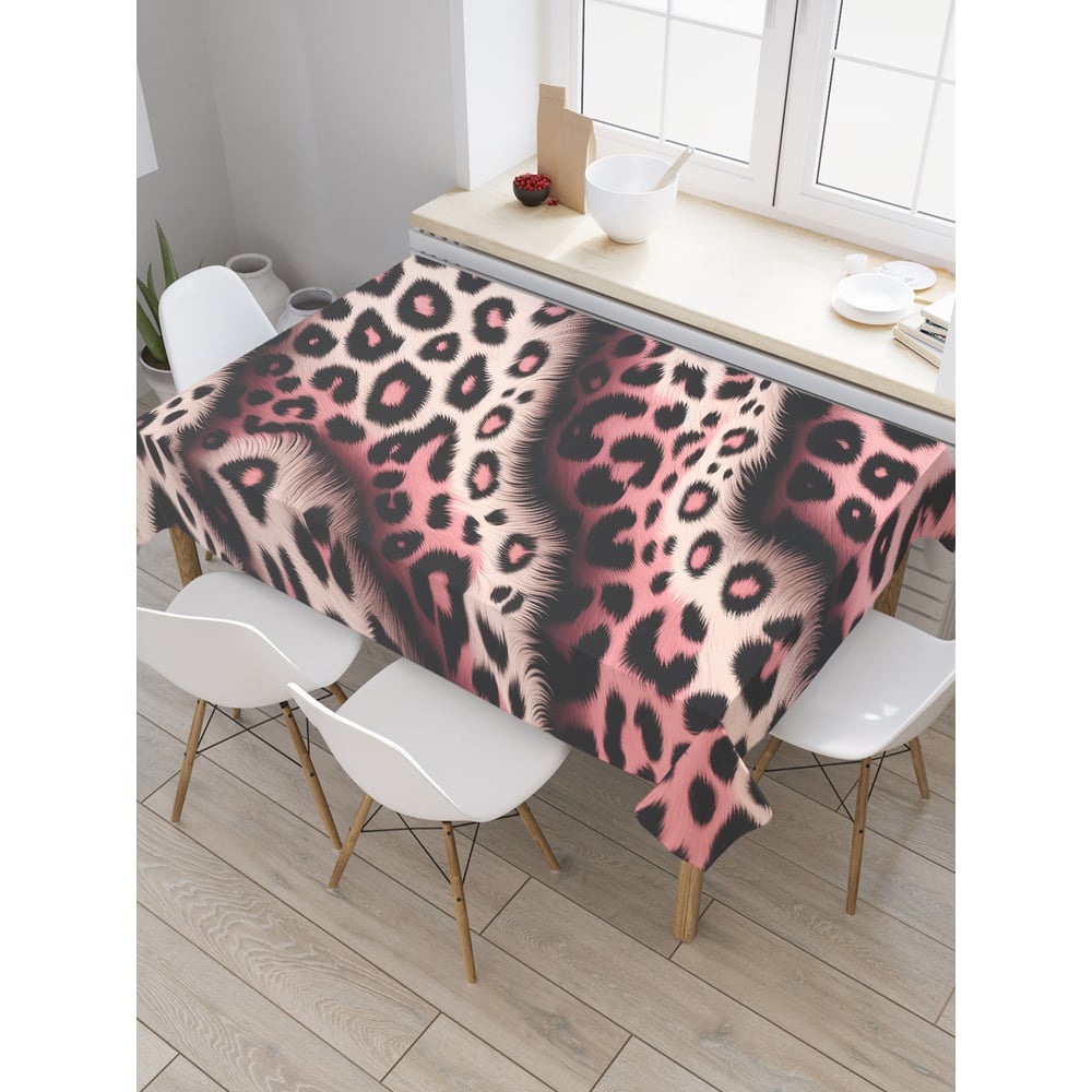 Изображение товара Прямоугольная тканевая скатерть JoyArty Розовый леопард 145x180 см