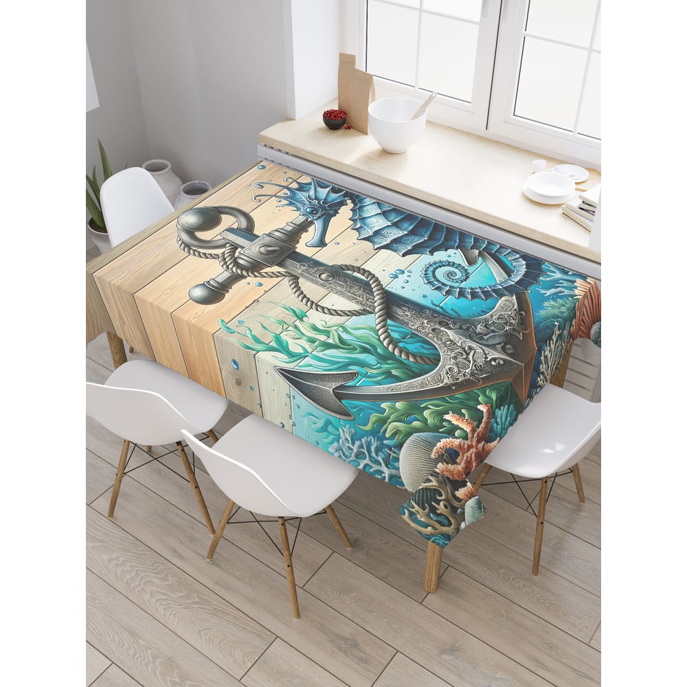 Изображение товара Прямоугольная тканевая скатерть JoyArty морская тематика 120x145 см
