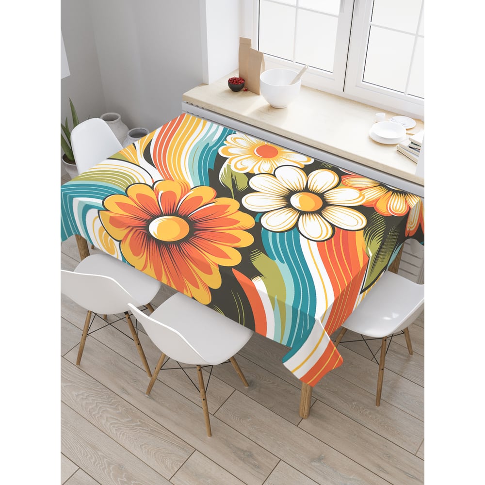 Изображение товара Прямоугольная тканевая скатерть JoyArty 120х145 см Раскраска цветов сатен